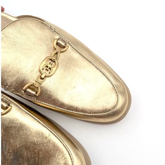 Sam Edelman Kira Slip On Mule Women's Logo Leather Gold Size US8M EU39 - Picture 12 of 12